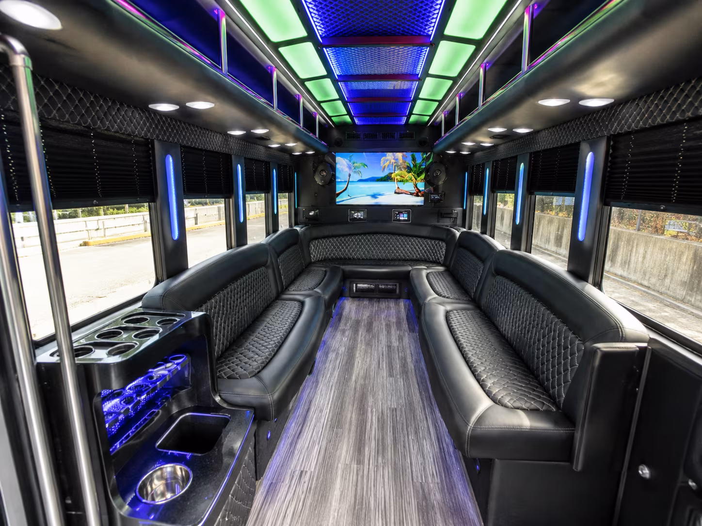 minneapolis 18 passenger party bus inside
