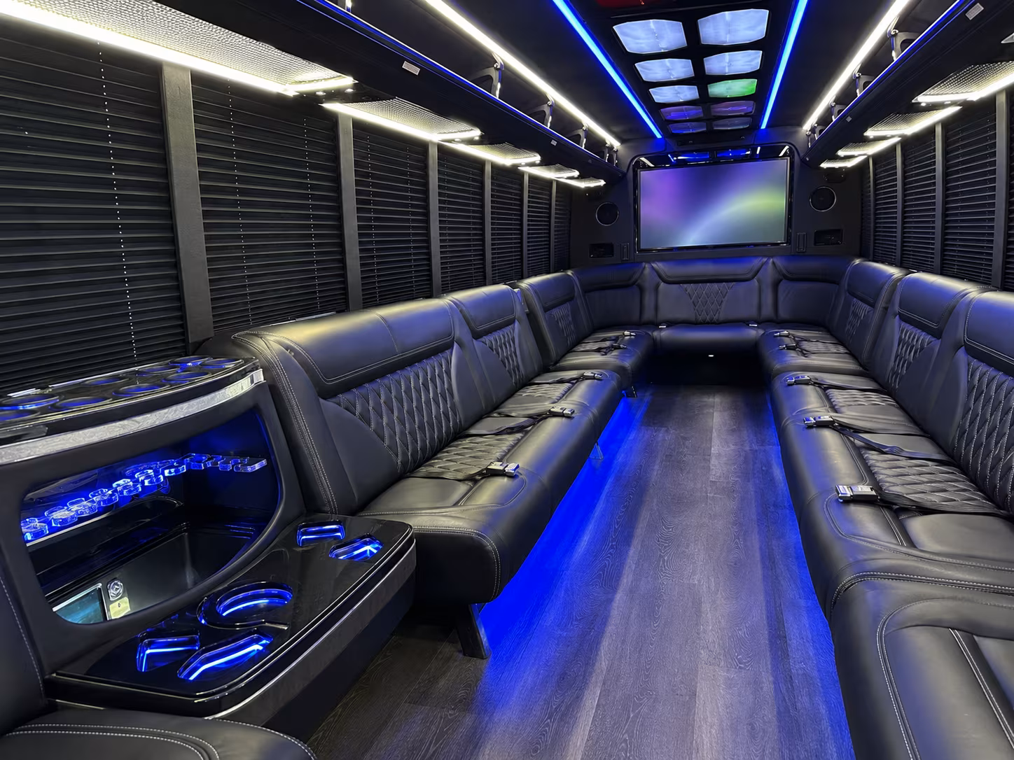 minneapolis 20 passenger party bus inside