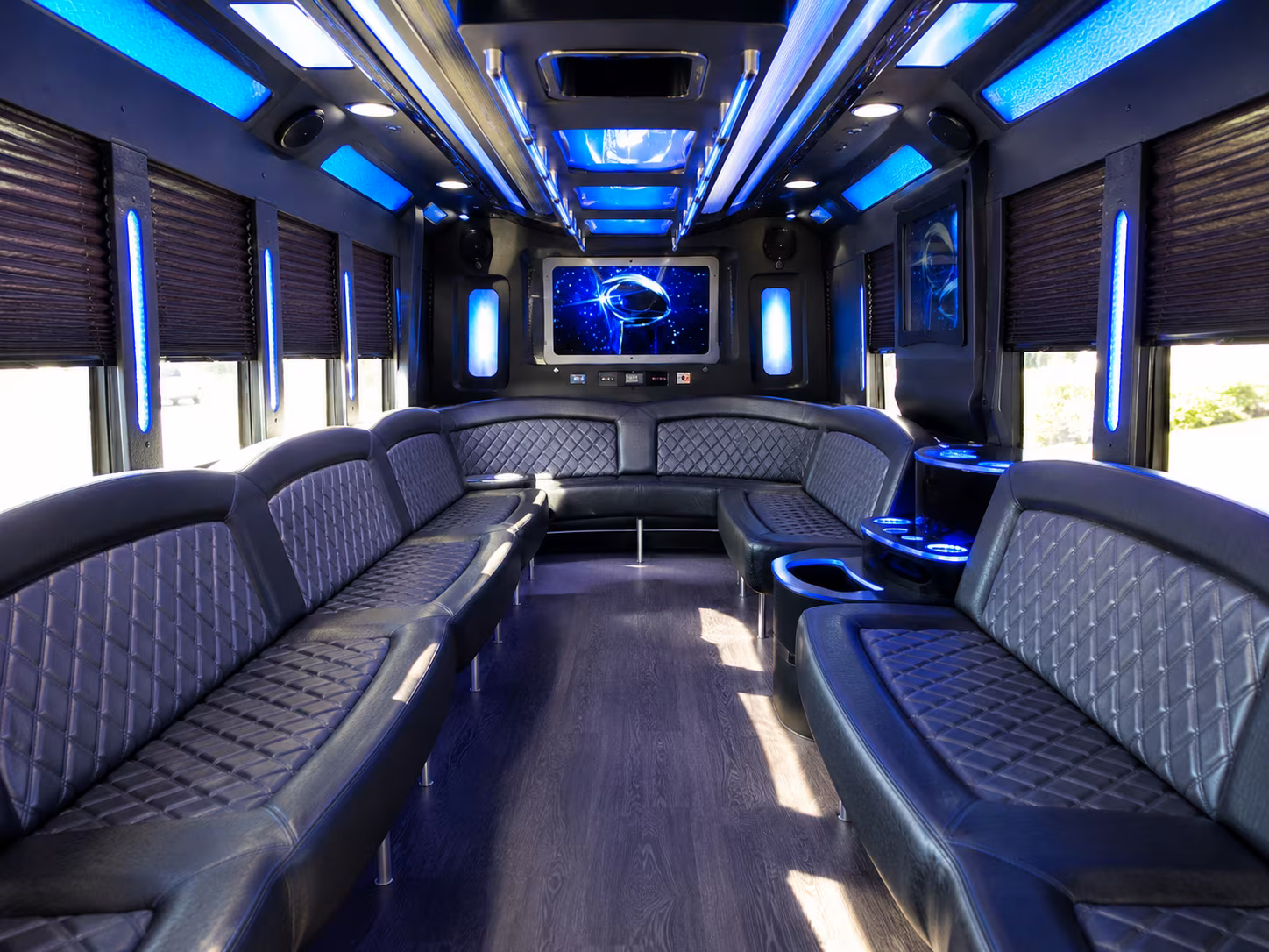 minneapolis 28 passenger party bus inside
