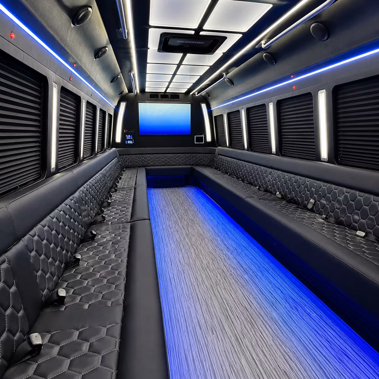 minneapolis 50 passenger party bus inside